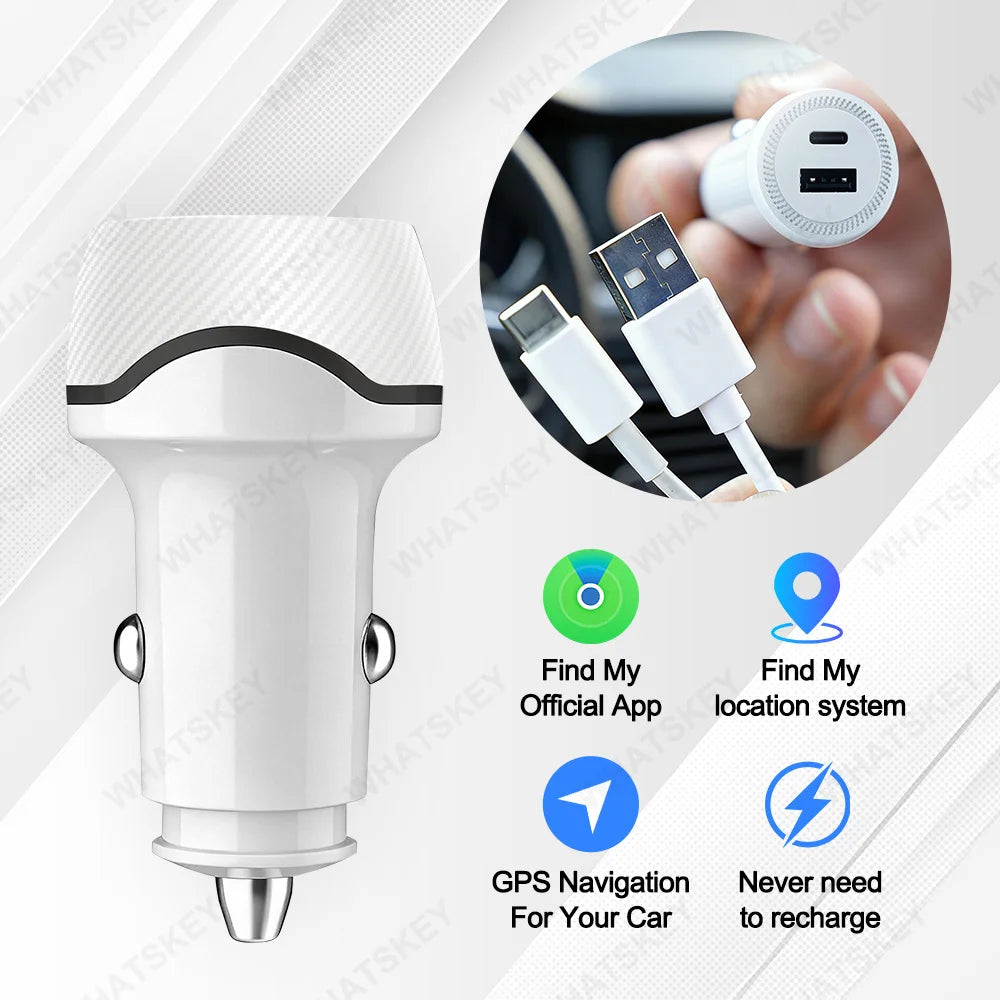 Car Charge GPS Locator Tracker 20W USB Phone Charger Fast Charging Type C QC3.0 With iPhone Find My Apple Official App