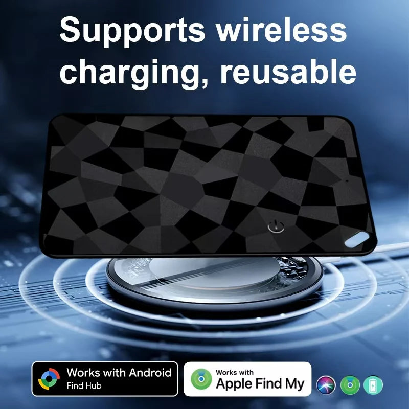 Smart Wallet Tracker Rechargeable Dual System Item Finder Compatible with Apple Find My & Android "Find Hub Device" APP