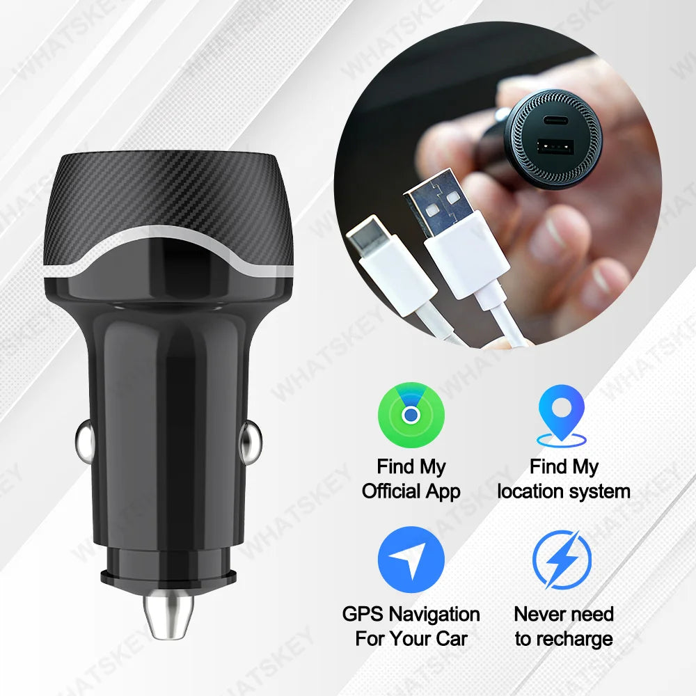 Car Charge GPS Locator Tracker 20W USB Phone Charger Fast Charging Type C QC3.0 With iPhone Find My Apple Official App