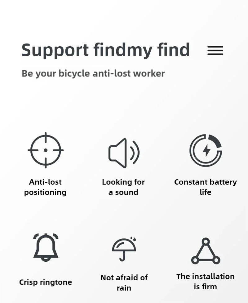 iOS Anti-Theft Locator Bicycle Bell Tracker Suitable for The Apple Find My Program Smart Bike Anti-loss Device Bell Model